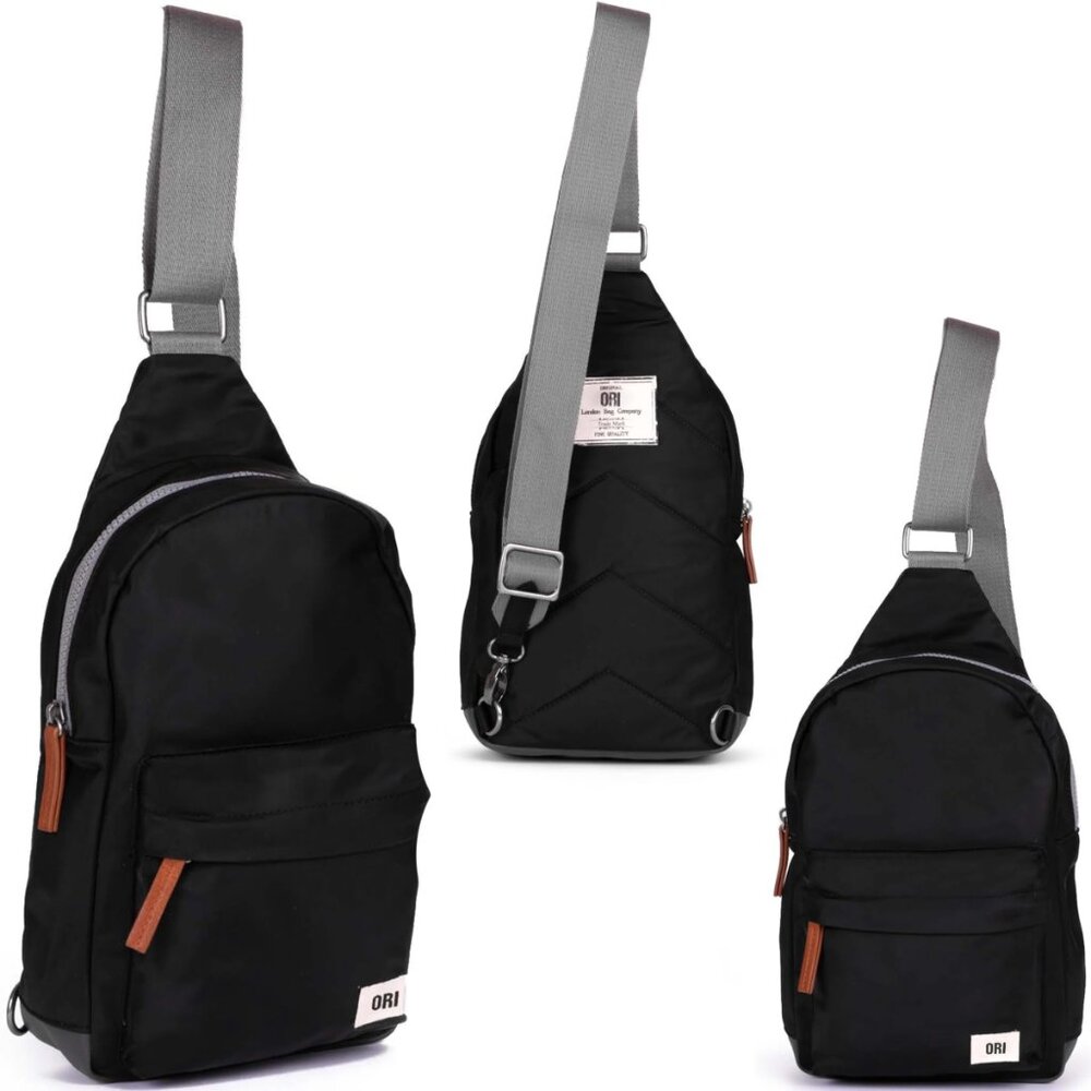 ORI LONDON Willesden Large Crossbody Sling Bag | Black Unisex NEW